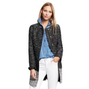 Banana Republic Tweed Colorblock Collarless Overcoat Sz L